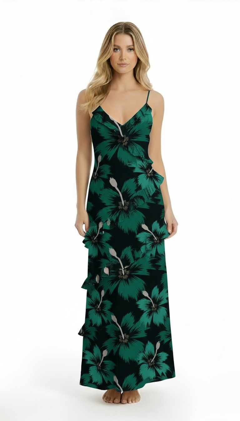 floral spaghetti strap maxi dress