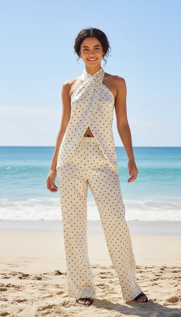 elastic waist woven trousers